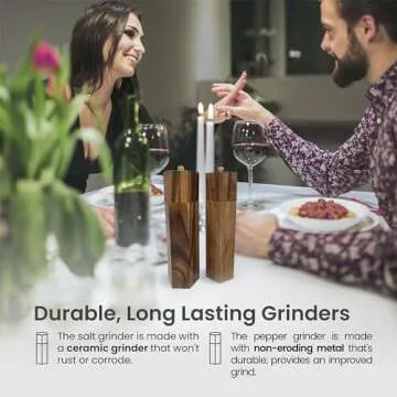 Kindled Ivy Acacia Wooden Salt & Pepper Grinders Set