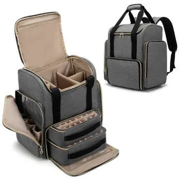 LUXJA Nail Polish Organizer Backpack | Holds 70 Bottles & Lamp