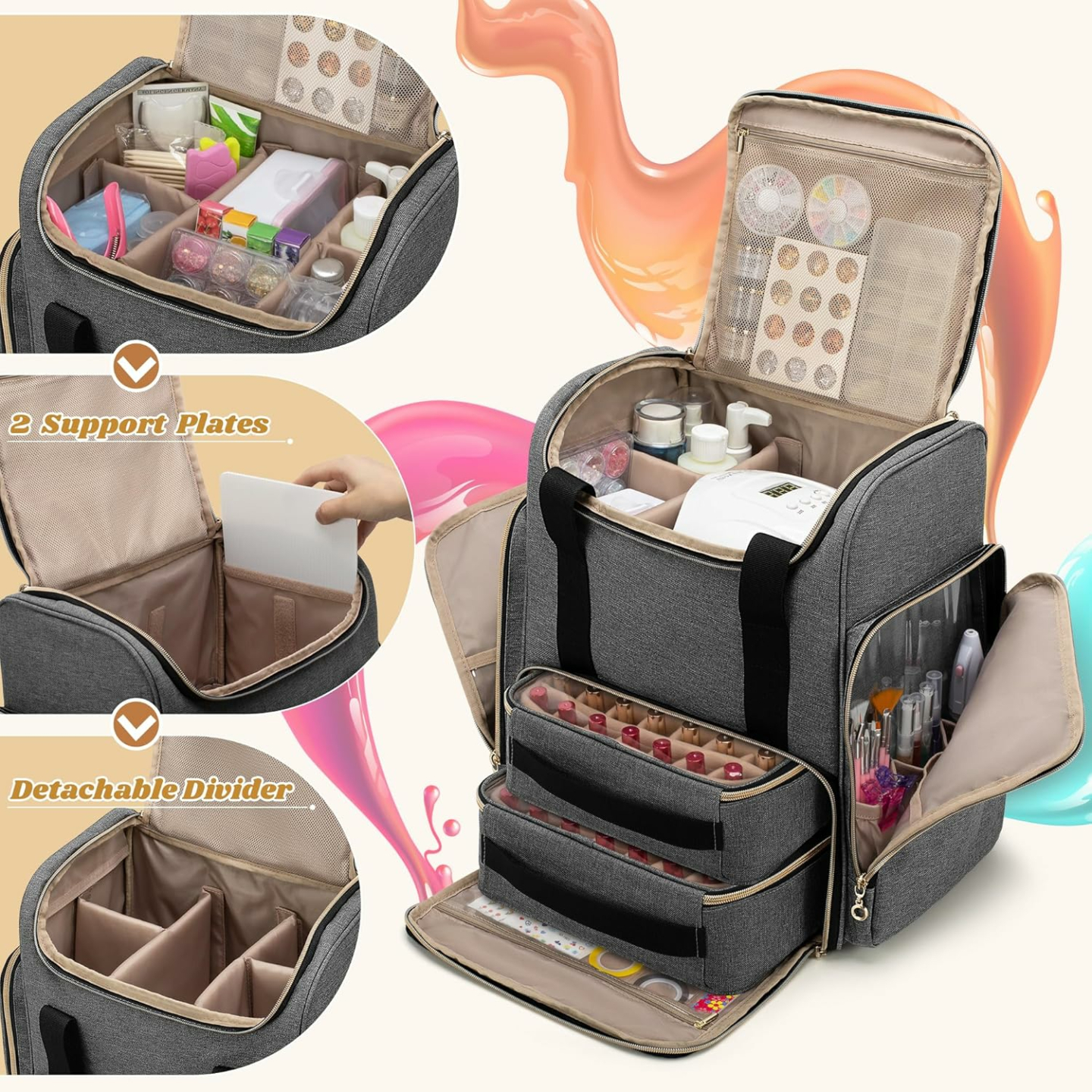 LUXJA Nail Polish Backpack Holds 70 Bottles