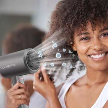 LOVEPS Hair Blow Dryer with Diffuser, 1800W Ionic Blow Dryer in Rose Gold