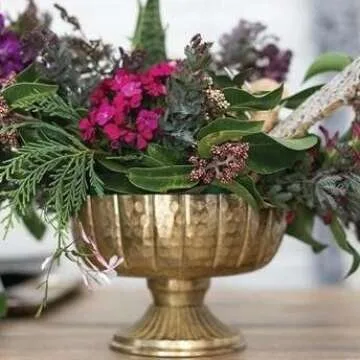 Lita Compote: Distressed Gold Metal Bowl for Home Decor