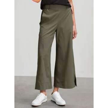 Dokotoo Wide Leg Pants Woman Straight Leg High Waisted Stretch Quick Dry Palazzo Pants Loose Casual ...