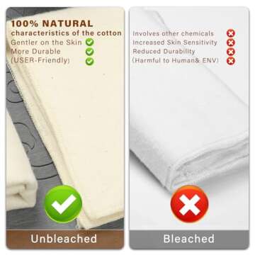 Unbleached Organic Cotton Wool Flannel for Castor Oil Pack: Dye-Free Magazine, Reusable & Ultra-Absorbent, Soothing Heat Therapy for Abdomen, Joints, and Targeted Areas, 12 x 27 inches