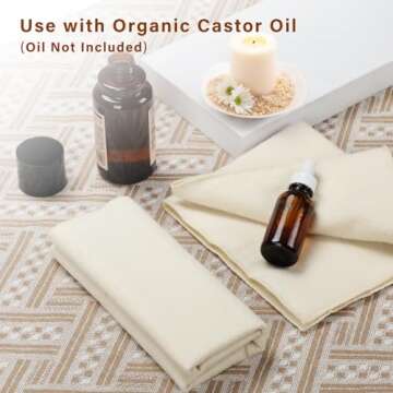 Unbleached Organic Cotton Wool Flannel for Castor Oil Pack: Dye-Free Magazine, Reusable & Ultra-Absorbent, Soothing Heat Therapy for Abdomen, Joints, and Targeted Areas, 12 x 27 inches