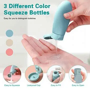 ZGDZ Travel Size Bottles for Toiletries Skincare Makeup Cosmetic Leakproof Refillable TSA Approved Carry on Airplane Accessories Essentials 13PCS (12)