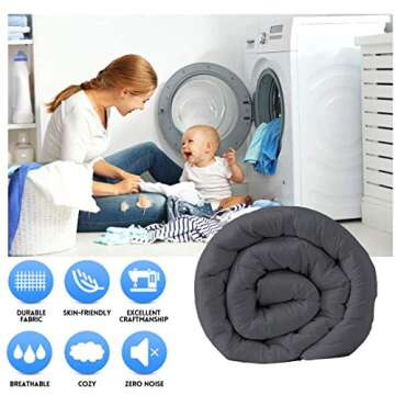 EASELAND All Season Queen Size Soft Quilted Down Alternative Comforter Reversible Duvet Insert with Corner Tabs,Winter Summer Warm Fluffy,Dark Grey,88x88 inches