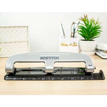 Bostitch Office inPRESS 12 Reduced Effort Three-Hole Punch, Silver/Black (2101)