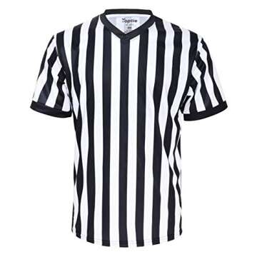 TopTie Sporting Goods Men's Referee Shirt Official V-Neck Black & White Stripe Jersey-S