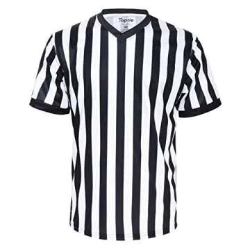 TopTie Sporting Goods Men's Referee Shirt Official V-Neck Black & White Stripe Jersey-S