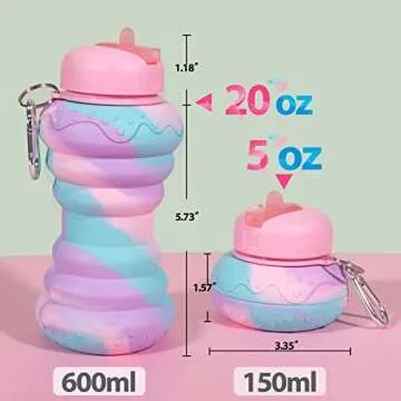 Donut Kids Water Bottle 20oz Leakproof Silicone - Gift