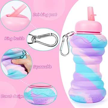 Donut Kids Water Bottle 20oz Leakproof Silicone - Gift