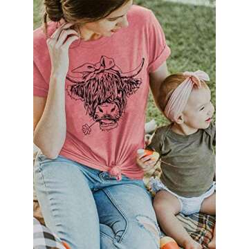 Cute Cattle Cowgirl T-Shirt for Women - Funny Graphic Tee