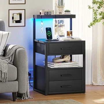 LED Nightstand with Charging Station & RGB Lights