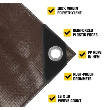 Core Tarps Heavy Duty Waterproof Tarp Cover - 12' x 12'