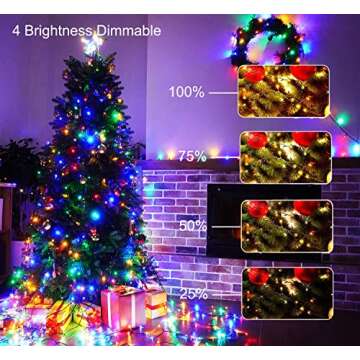 LYHOPE Christmas Lights, 98.4ft 300 LED Christmas Fairy Lights, Clear White & Multi Color Changing String Lights, with Remote 11 Modes 30V Xmas Tree Lights for Patio Yard Party Indoor Outdoor Decor