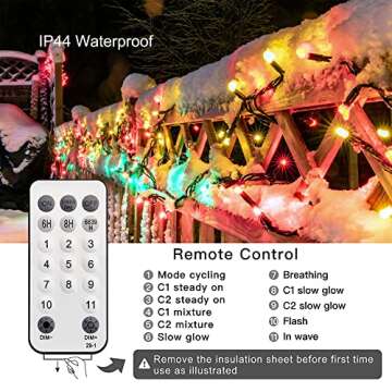 LYHOPE Christmas Lights, 98.4ft 300 LED Christmas Fairy Lights, Clear White & Multi Color Changing String Lights, with Remote 11 Modes 30V Xmas Tree Lights for Patio Yard Party Indoor Outdoor Decor