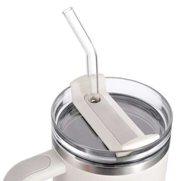 [12 Pcs] Replacement Glass Straws for Stanley - Compatible with Stanley 40 oz 30 oz Cup Tumbler,12" x 10mm Reusable Clear Glass Straw with 2 Cleaning Brush for Stanley Cup Accessories