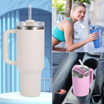 [12 Pcs] Replacement Glass Straws for Stanley - Compatible with Stanley 40 oz 30 oz Cup Tumbler,12" x 10mm Reusable Clear Glass Straw with 2 Cleaning Brush for Stanley Cup Accessories