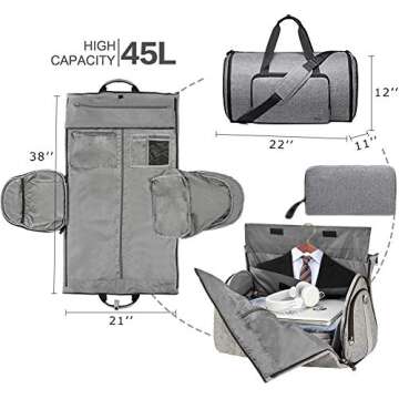 Q-smile Foldable Garment Bag Carry on Duffel Bag Travel Bag for Men & Momen Flight Suit Travel Bag