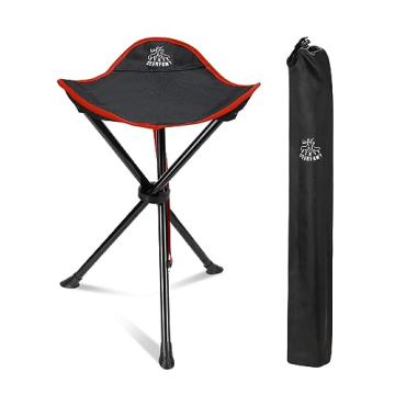 DEERFAMY Camping Stool 3 Legged Hold up to 225lbs Portable Tripod Seat with Shoulder Strap Compact T...