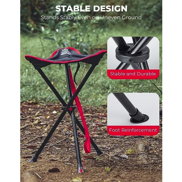 DEERFAMY Portable Camping Stool Supports 225lbs Light and Sturdy