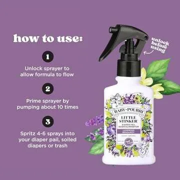 Baby-Pourri Little Stinker Diaper Pail Odor Freshener Spray, 3.4 Fl Oz - Lavender, Bergamot, Eucalyptus and Vanilla