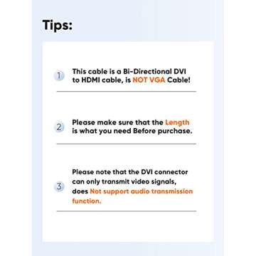 CableCreation DVI to HDMI Adapter, 2-Pack Bi-Directional, Supports 1080P, Compact Design for Easy Tr...