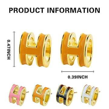 Letter Earrings - French Style Letter Earrings, Stylish and Elegant Titanium Steel Earrings, Luxury Letter Earrings, Suitable for Birthday, Christmas, Valentine's Day Gifts (orange)