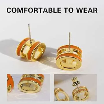 Letter Earrings - French Style Letter Earrings, Stylish and Elegant Titanium Steel Earrings, Luxury Letter Earrings, Suitable for Birthday, Christmas, Valentine's Day Gifts (orange)