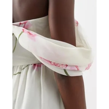 Maxi White Off Shoulder Lace Dress Ruffle Hem Tiered Dress Elegant Dress for Wedding Guest Tulle Smocked Dress Chic Women Birthday Dress