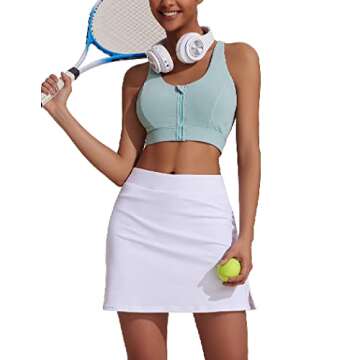 Ekouaer Women Golf Skirts Quick-Dry Casual Pleated Athletic Activewear