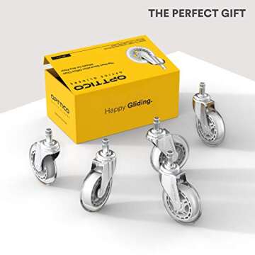 Office Chair Caster Wheels Replacement - Set of 5 HARDWOOD FLOOR Chair Wheels - No Chair Mat Needed ...