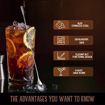 Hiware 12 Inch Stainless Steel Mixing Spoon for Cocktails