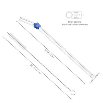DUMING-IN Colorful Flower Glass Straws - Eco-Friendly & Durable