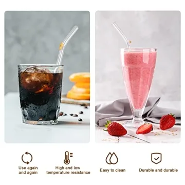 DUMING-IN Colorful Flower Glass Straws - Eco-Friendly & Durable