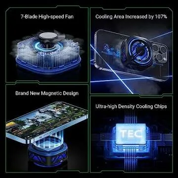Black Shark Magnetic Cell Phone Cooler, RGB Phone Cooling Fan Portable Lightweight Mobile Phone Cooling Fan, Phone Radiator with Larger Cooling Area for Phone/Tablet/IPad (Black)