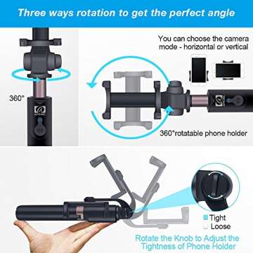 APEXEL 2-in-1 Selfie Stick Tripod with Remote