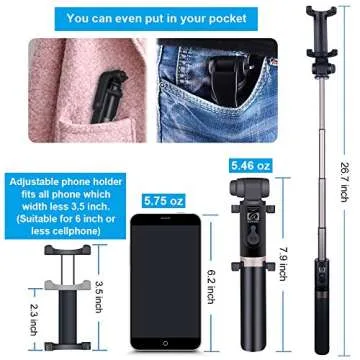 APEXEL 2-in-1 Selfie Stick Tripod with Remote