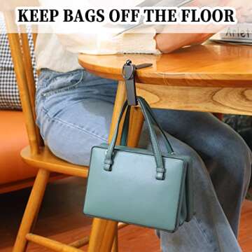 BULFULL Purse Hook for Table, Instant Bag Purse Hook Hanger Holder for Table Desk Folding Handbag Ta...