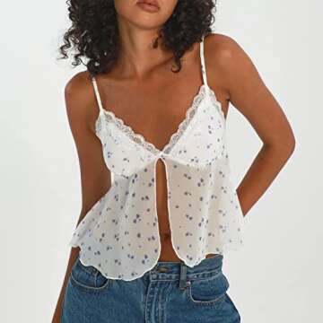 3D Floral Sexy Tank Tops for Women Y2k Halter Neck Backless Ruched Camisole Vintage Crop Vest Top Streetwear