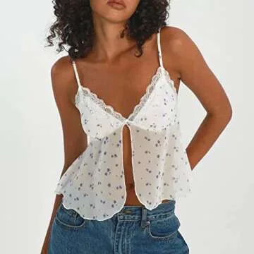 3D Floral Sexy Tank Tops for Women Y2k Halter Neck Backless Ruched Camisole Vintage Crop Vest Top Streetwear