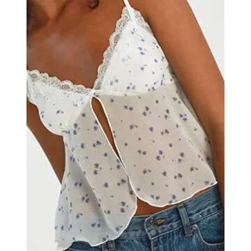 3D Floral Sexy Tank Tops for Women Y2k Halter Neck Backless Ruched Camisole Vintage Crop Vest Top Streetwear