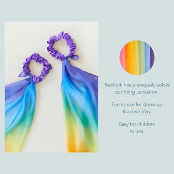 Sarah's Silks Wrist Streamers | 100% Silk Montessori and Waldorf Toys | Rhythm Ribbons for Dance, Im...