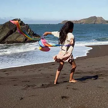 Sarah's Silks Wrist Streamers | 100% Silk Montessori and Waldorf Toys | Rhythm Ribbons for Dance, Imaginative, and Pretend Play | Includes 2 Pieces - Rainbow