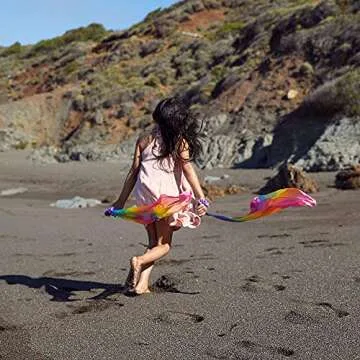 Sarah's Silks Wrist Streamers | 100% Silk Montessori and Waldorf Toys | Rhythm Ribbons for Dance, Imaginative, and Pretend Play | Includes 2 Pieces - Rainbow