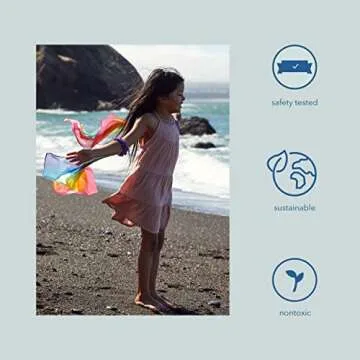 Sarah's Silks Wrist Streamers | 100% Silk Montessori and Waldorf Toys | Rhythm Ribbons for Dance, Imaginative, and Pretend Play | Includes 2 Pieces - Rainbow