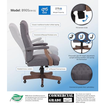 Boss Executive Commercial Grade Chair in Driftwood Finish