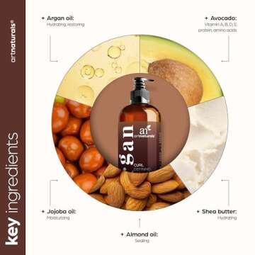 Artnaturals Curl Defining Cream-Moisturizer & Enhancer w/Almond, Jojoba & Argan Oil & Natural Frizz Control - for Wavy & Curly Hair Products - Sulfate Free - 12 Oz for Women and Men
