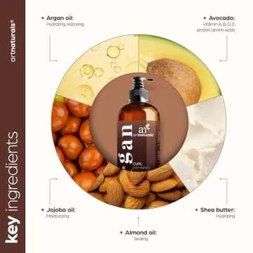 Artnaturals Curl Defining Cream-Moisturizer & Enhancer w/Almond, Jojoba & Argan Oil & Natural Frizz Control - for Wavy & Curly Hair Products - Sulfate Free - 12 Oz for Women and Men