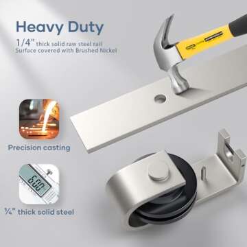 EaseLife 60"Brushed Nickel Bi-folding Sliding Barn Door Hardware Track Kit for 4 Closet Door,Top Mount,Heavy Duty,Slide Smoothly Quietly,Easy Install,No Door (Track Length 64"for Four 15" Wide Door)